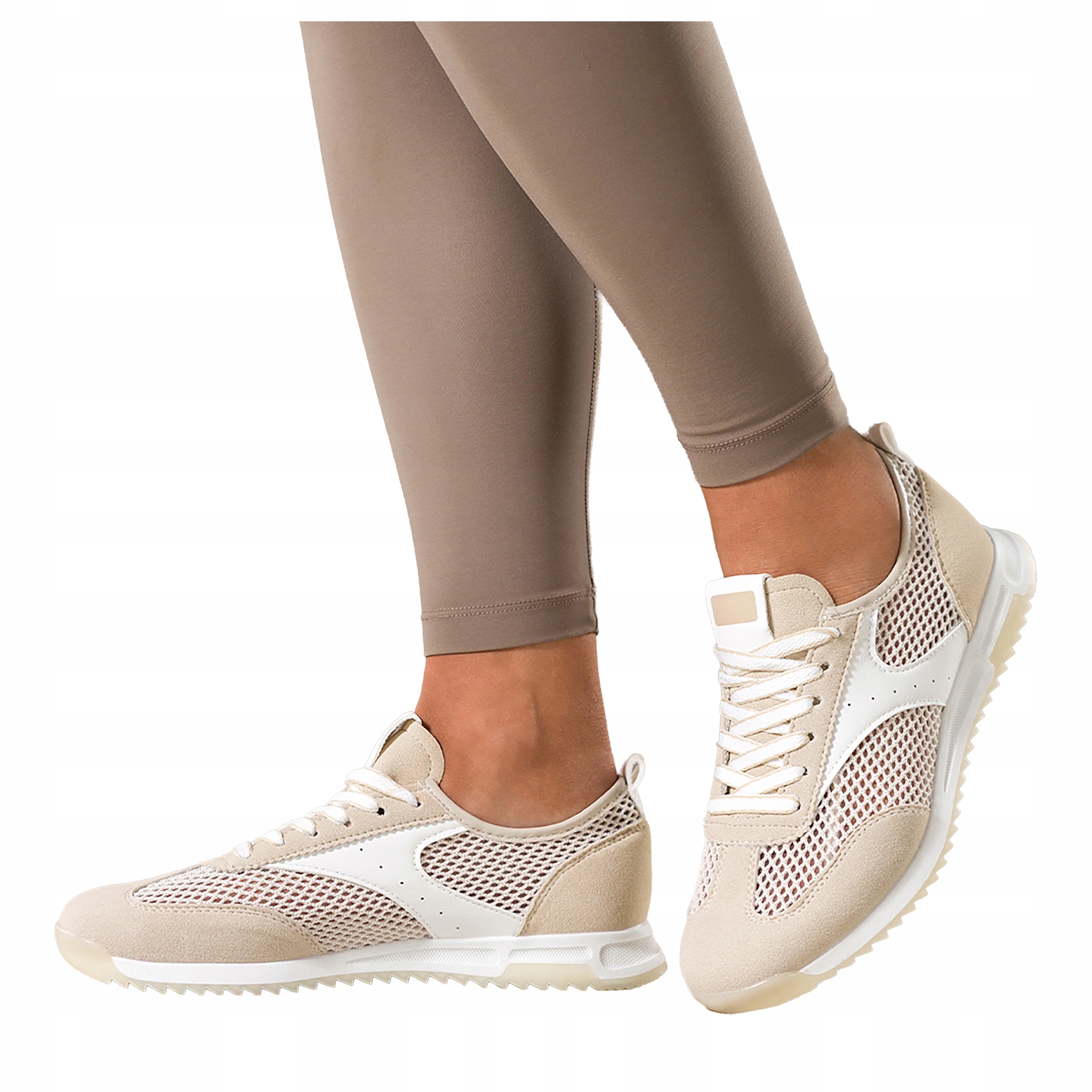 Sneakersy Béžové Dámské Sportovní Pohodlné Šněrování Lehká síťovina r 39