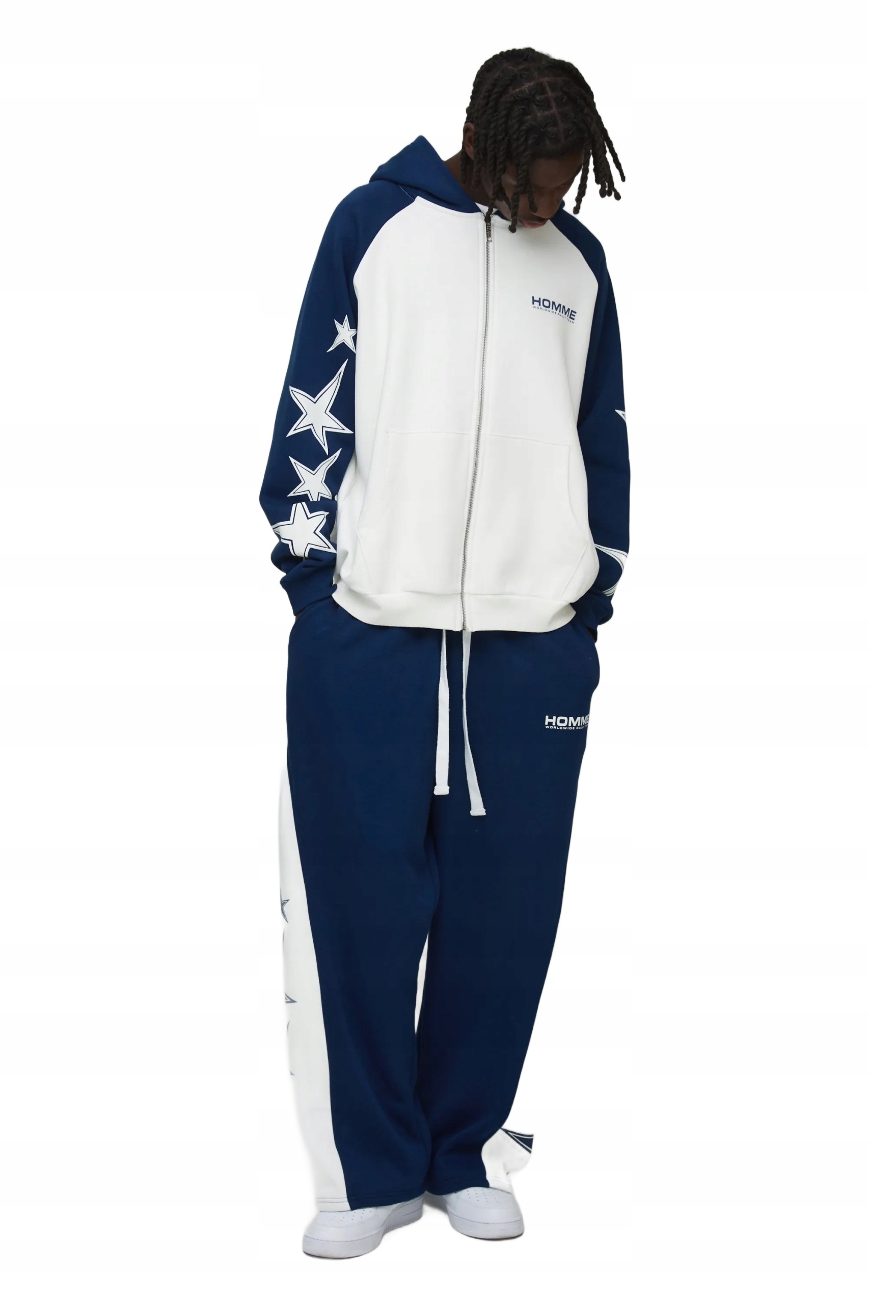 Boohooman Pánský Teplákovka Komplet S Kapucí Modrobílý S Hvězdami M Z3A