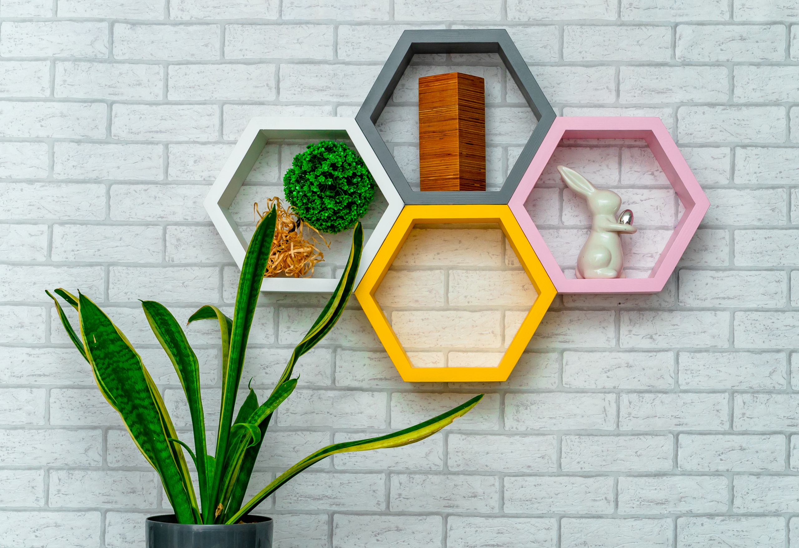 Police Medová Plástev Hexagon Dřevo Borovice 4 Kusy