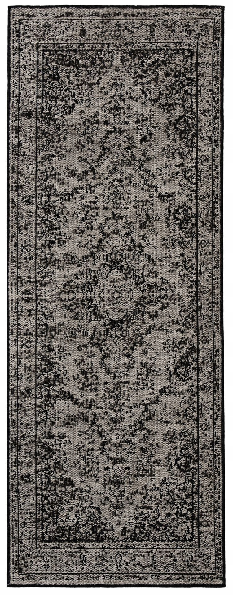 Chodnik Dywan Bawełniany Vintage 80x200 Loft Czarny Beżowy Postarzany