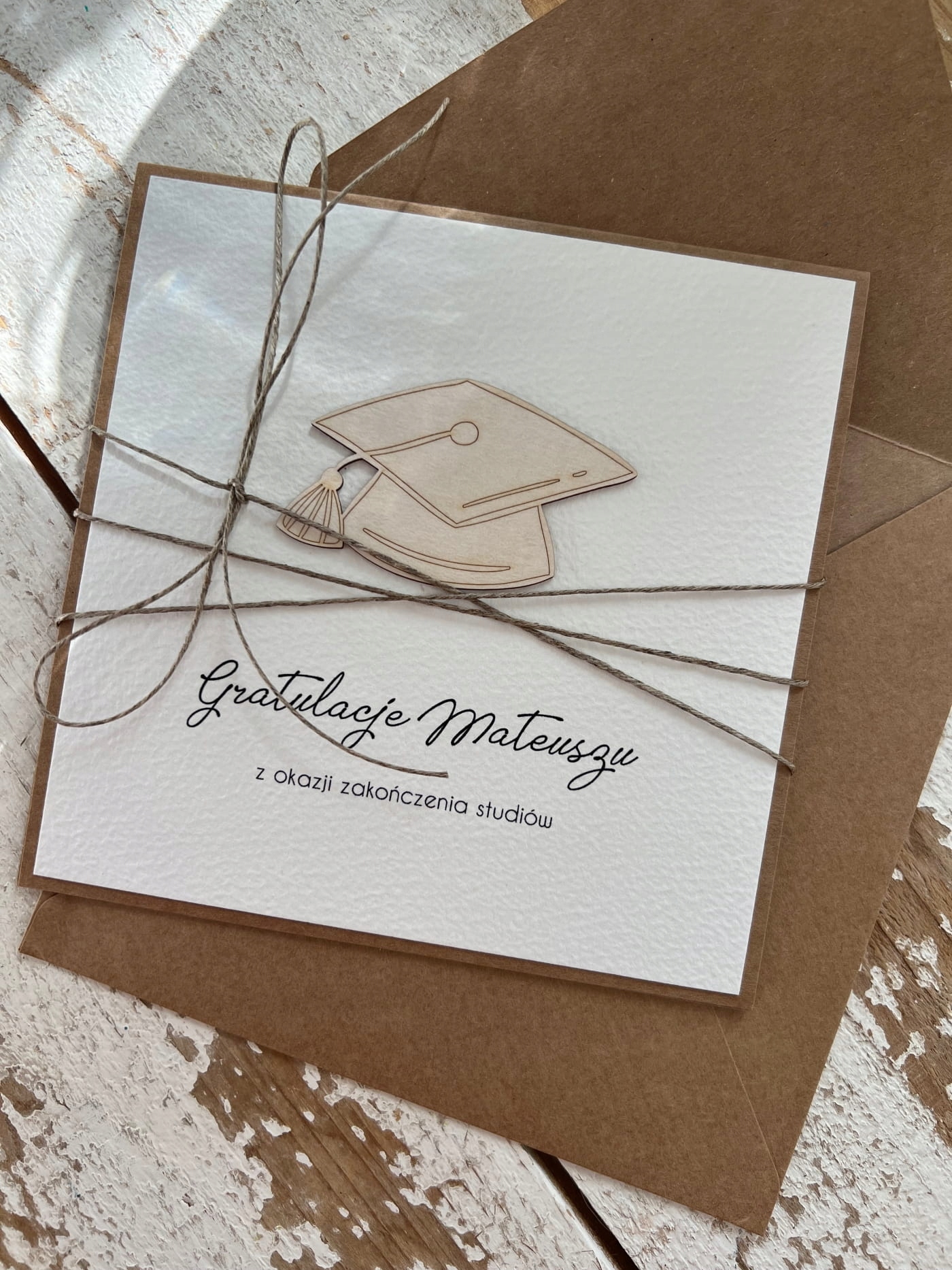 Personalizované ručně vyráběné přání gratulace k získání absolventa