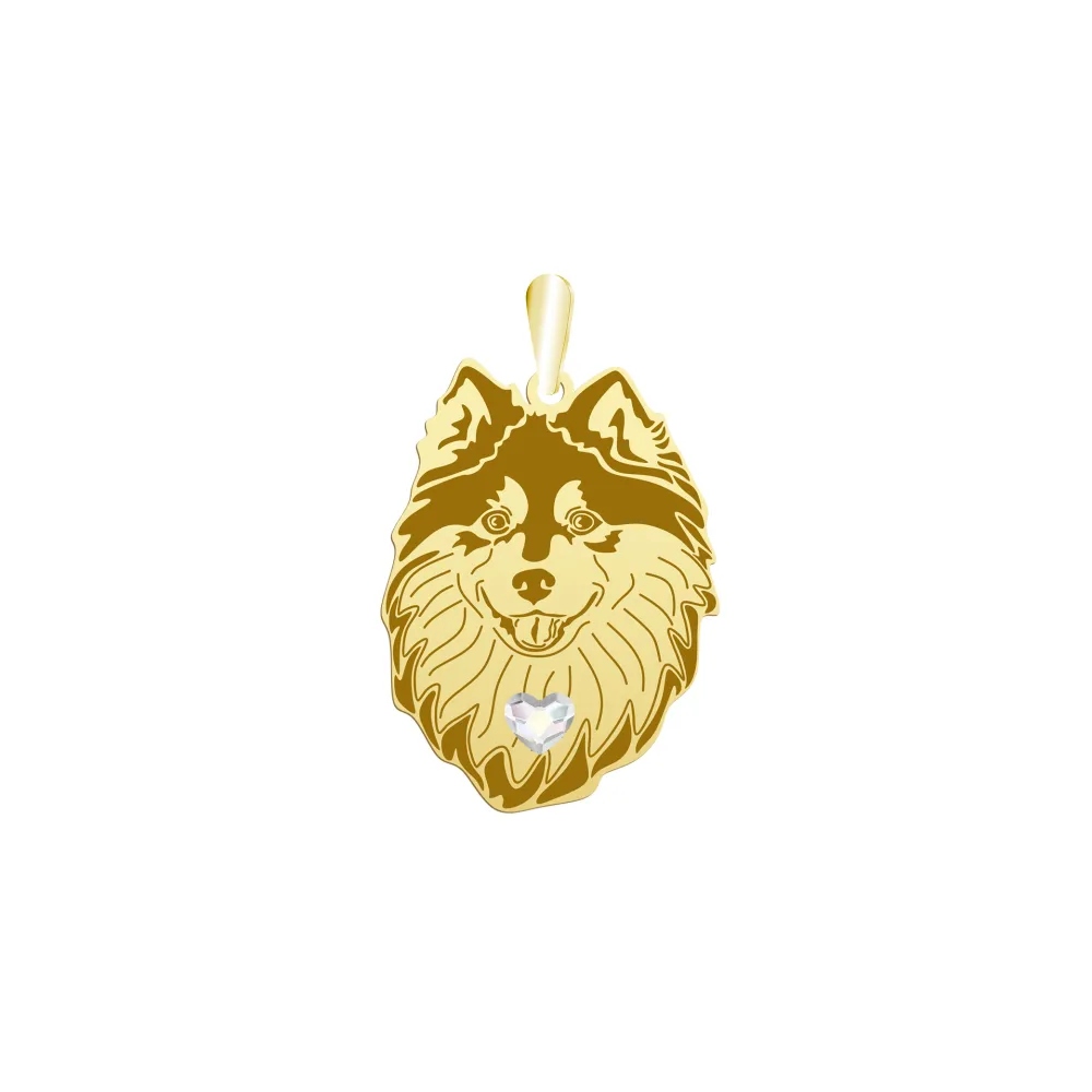 Zlatý přívěsek s finským psem Lapphund 925 Dárek Žena Gravírování Bonus