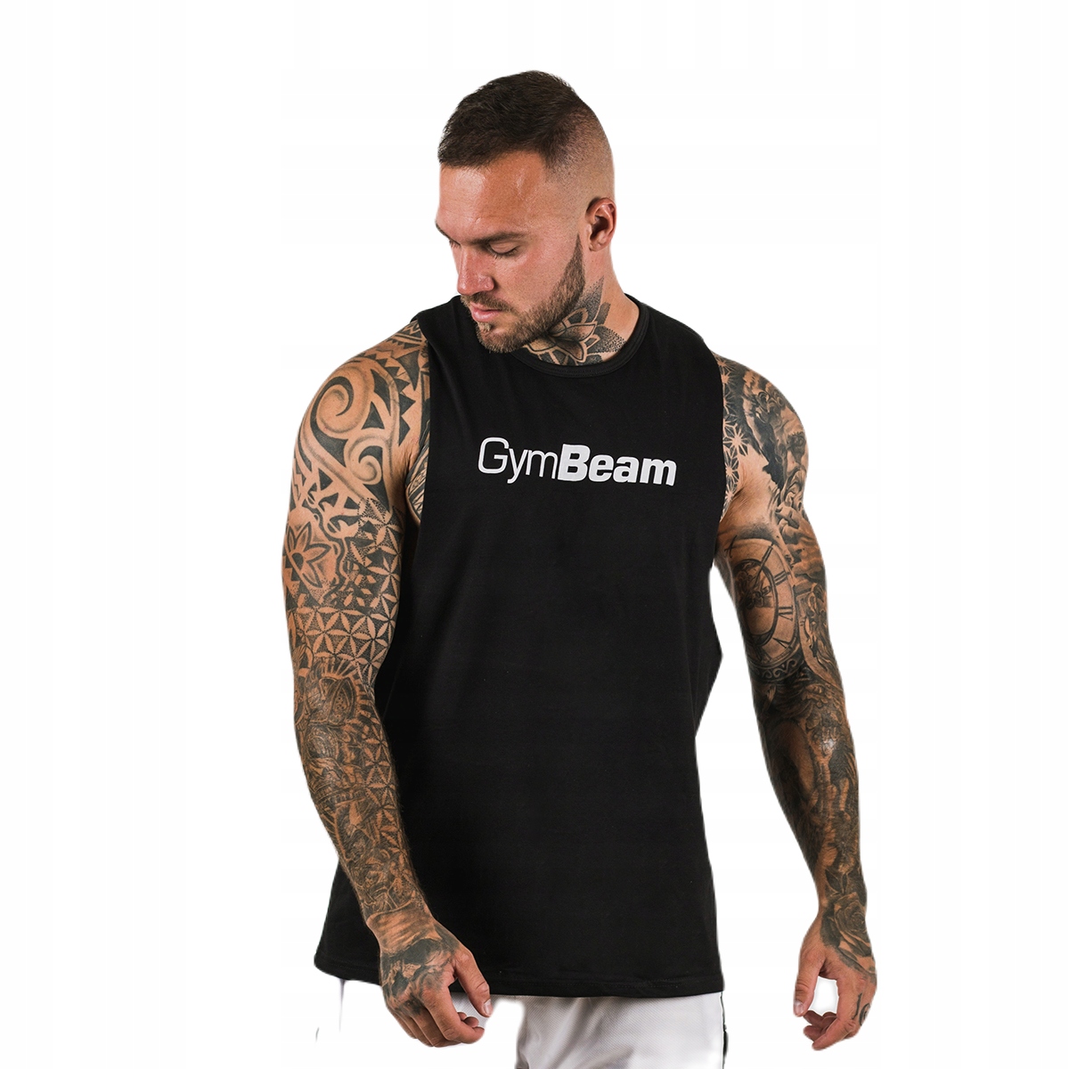 KOSZULKA BEZ RĘKAWÓW TRENINGOWA SPORTOWA NA TRENING - GymBeam czarna