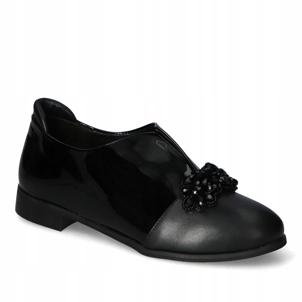 Dámské lakované polobotky s ozdobou Tuomo černé 39