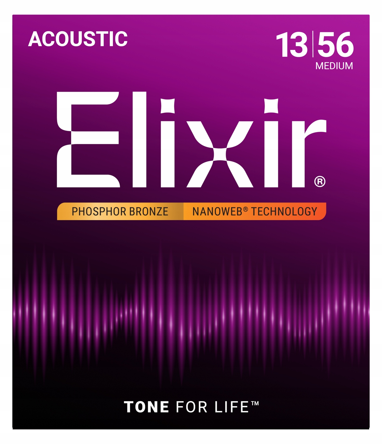 Struny Elixir NanoWeb Phosphor Bronze 1356 Medium trwałe struny akustyczne