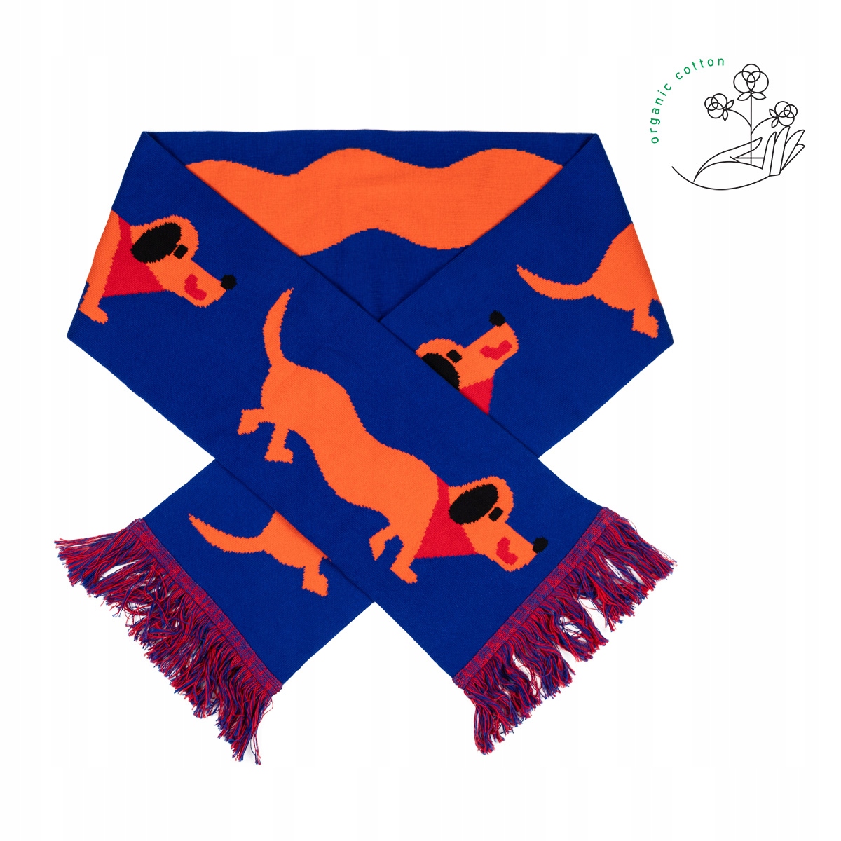 Šátek z organické bavlny modrý Jezevčík