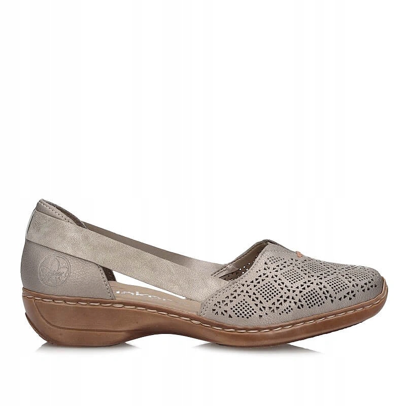 Dámské polobotky Rieker 41351-90 béžové s prošíváním nazouvací