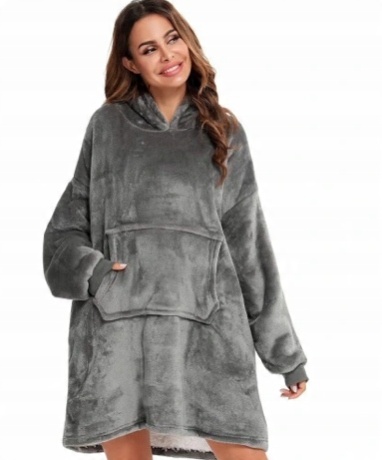

Bluza Z Kapturem Oversize Ciepła Szara