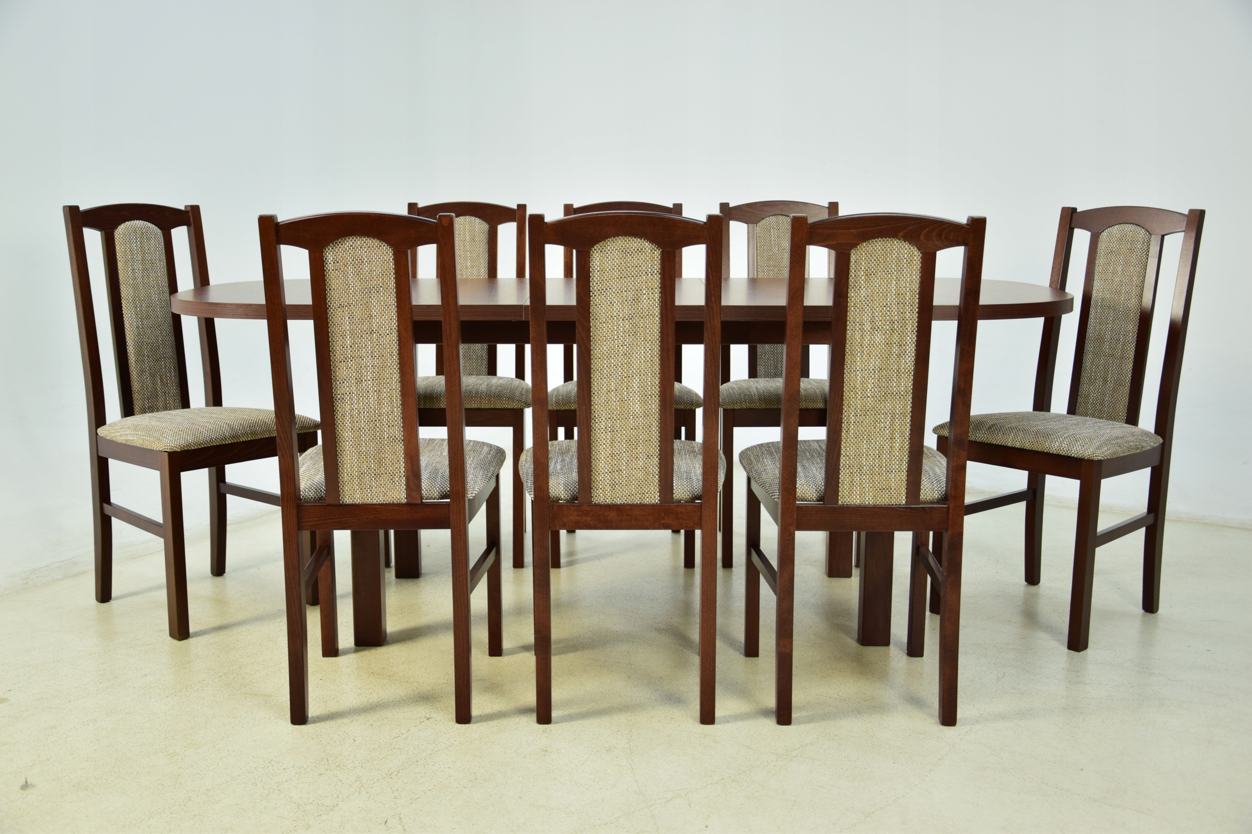 Drewniany stół rozkładany 80x160/200 8 krzeseł tapicerowane KOLORY Szerokość stołu 80 cm