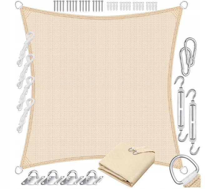 Markiza Żagiel Przeciwsłoneczny 3x3 m Ochrona Przeciwsłoneczna Akcesoria