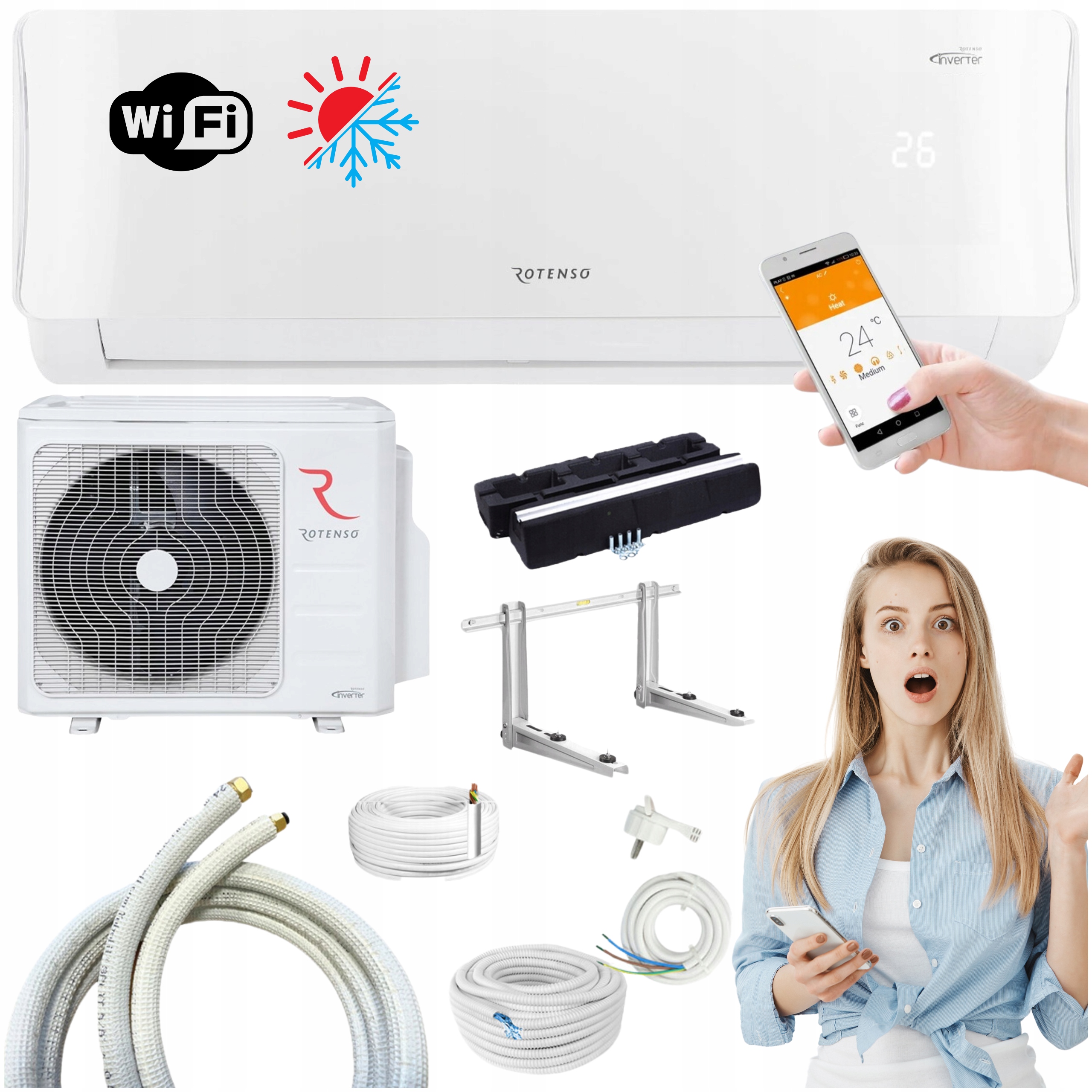 Nástenný klimatizátor Rotenso Imoto X 3,5 kW Samostatná Montáž Wifi Ohrievanie