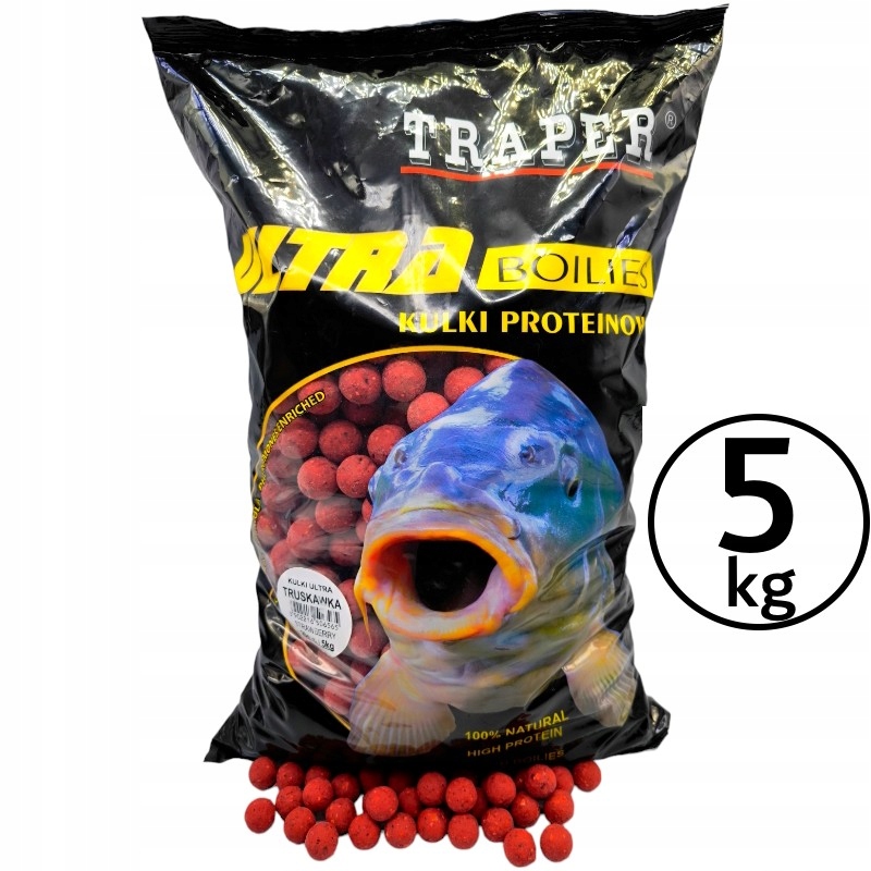 Karpiowe Kulki Proteinowe Traper Ultra Zanętowe Truskawka 20mm 5kg