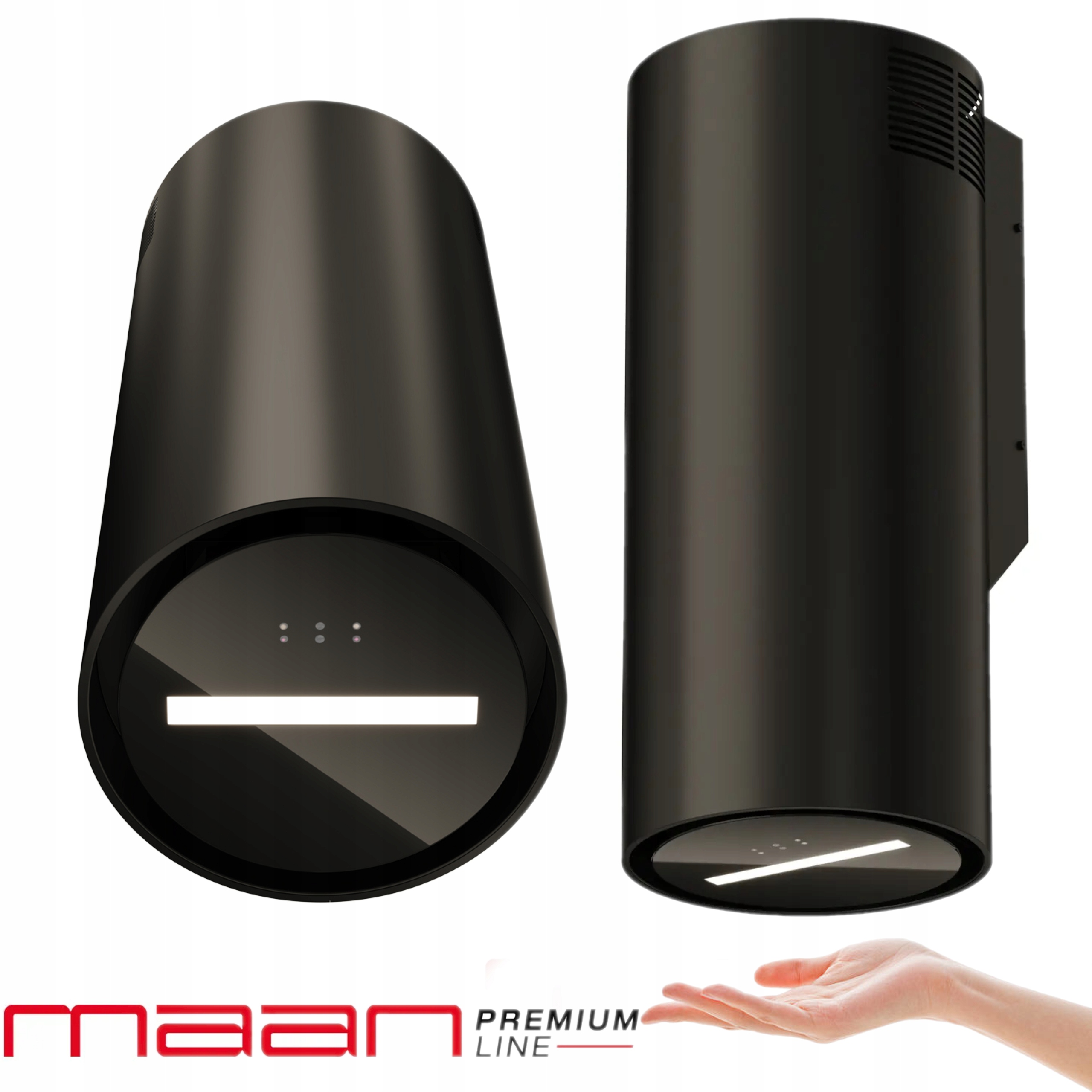 Okap kuchenny Kominowy Czarny Przyścienny 35cm Maan Malwa Gest hob2hood H2H