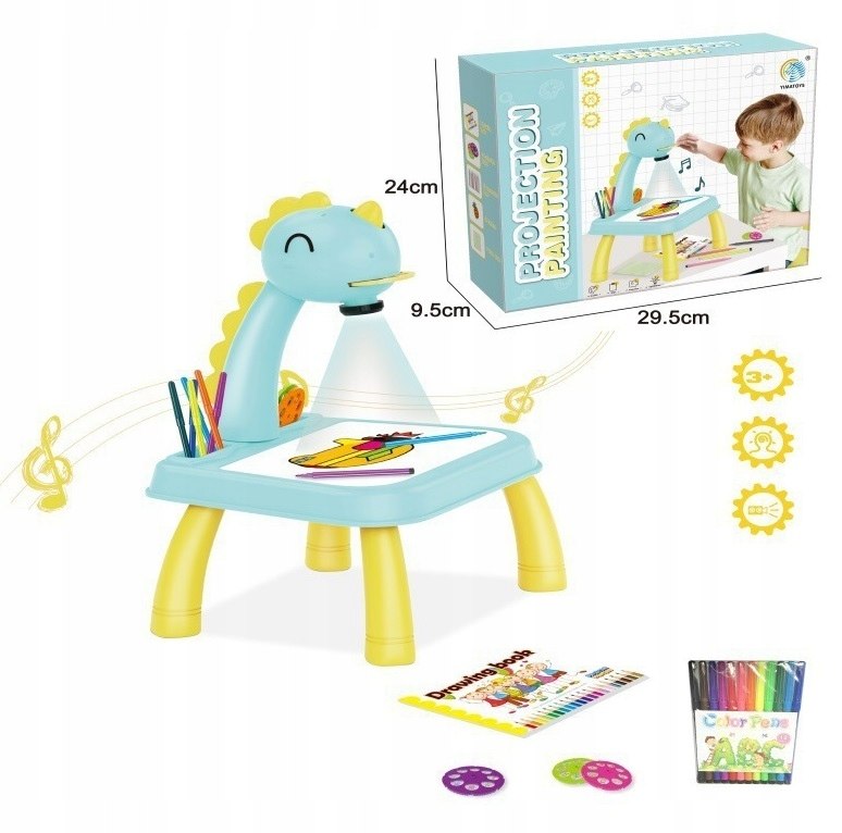 PROJEKTOR DO RYSOWANIA NÓŻKI DINOZAUR 2021-7A NIEBIESKI Materiał plastik