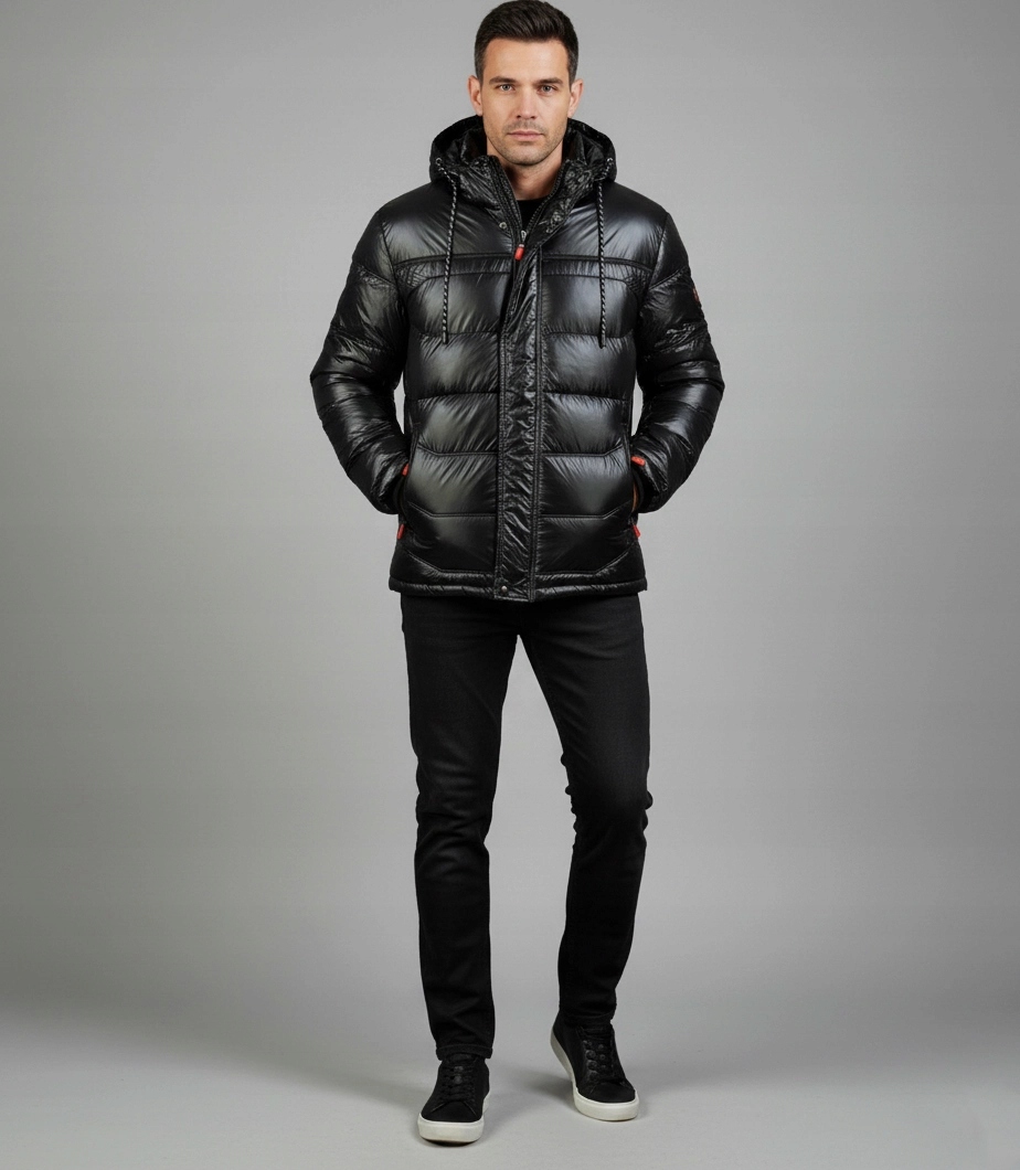 Pánská zimní lakovaná bunda na boky Agrafka XXL