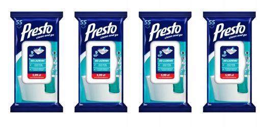 

Presto Ściereczki nawilżane do łazienki 4 x 55 szt