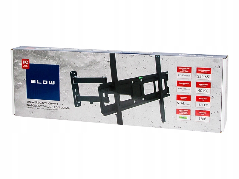 UCHWYT TELEWIZORA LCD 32''-65'' Z PRZEGUBEM ŁAMANY Maksymalna wielkość telewizora 65
