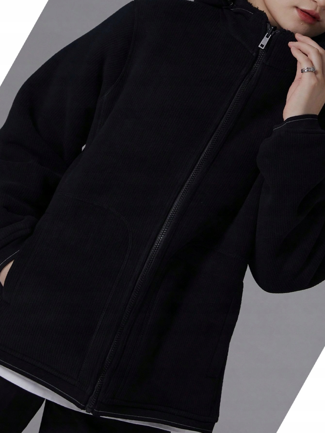 Outdoorová fleecová bunda oboustranná S Kapucí černá, velikost M 38