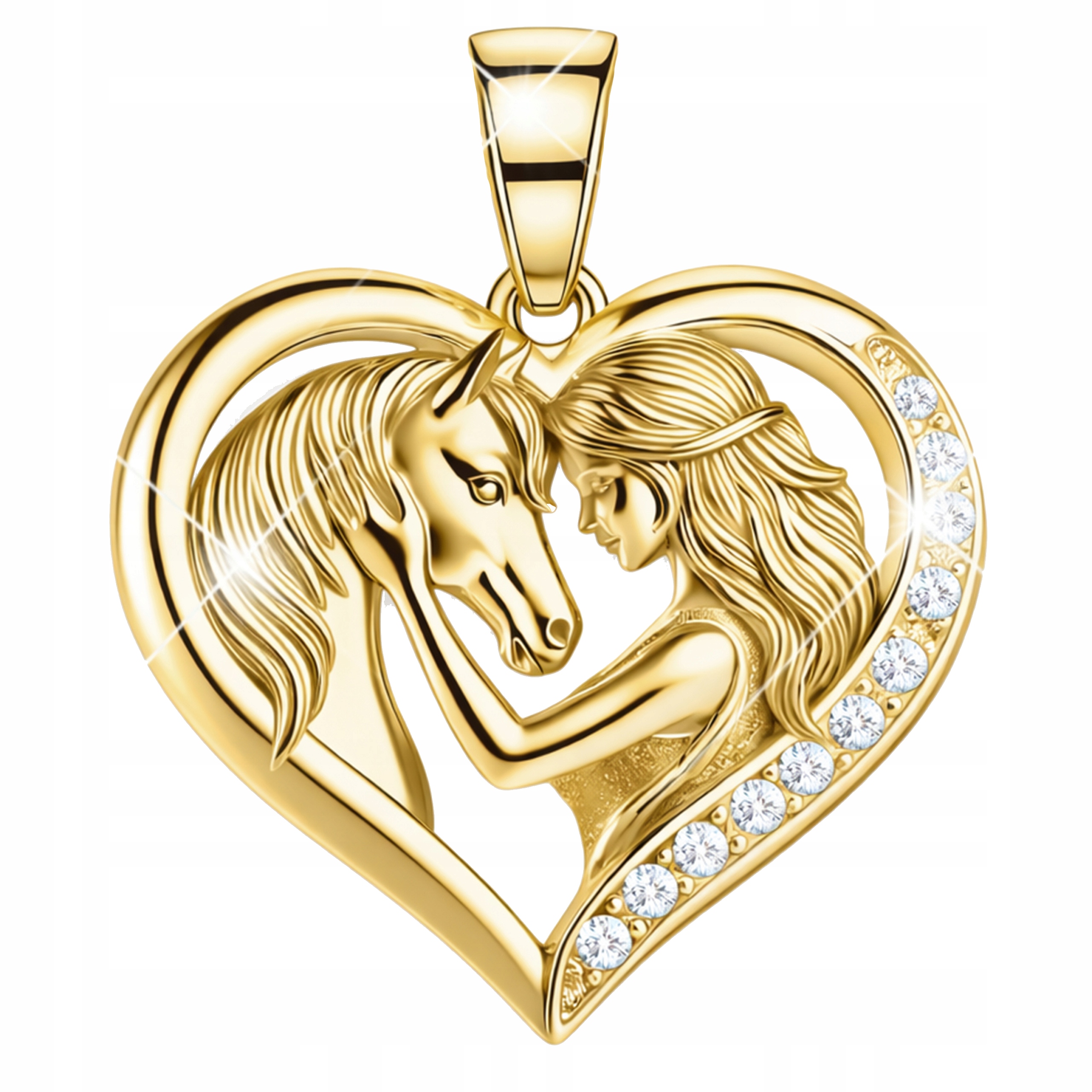 Zlatý přívěsek Dívka s koněm a řetízkem Přívěsek Koník Srerbo 925