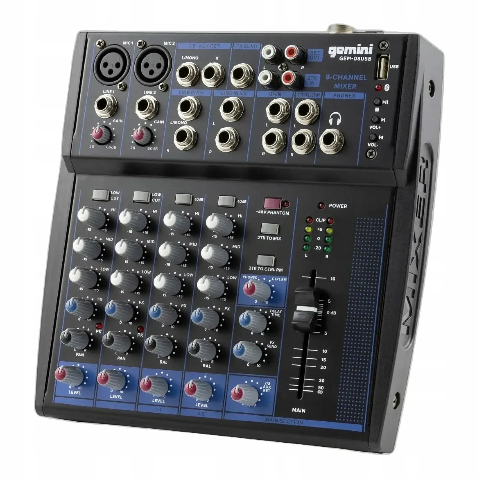 Gemini GEM-08USB Mixér 8 kanálů Usb Bt