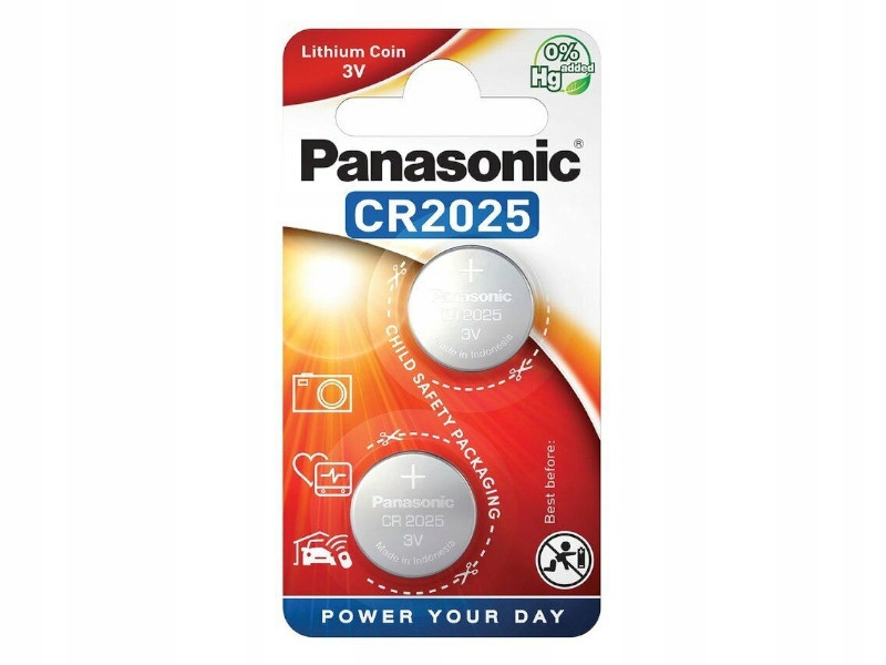 2x Bateria litowa uniwersalna Panasonic CR2025 3V