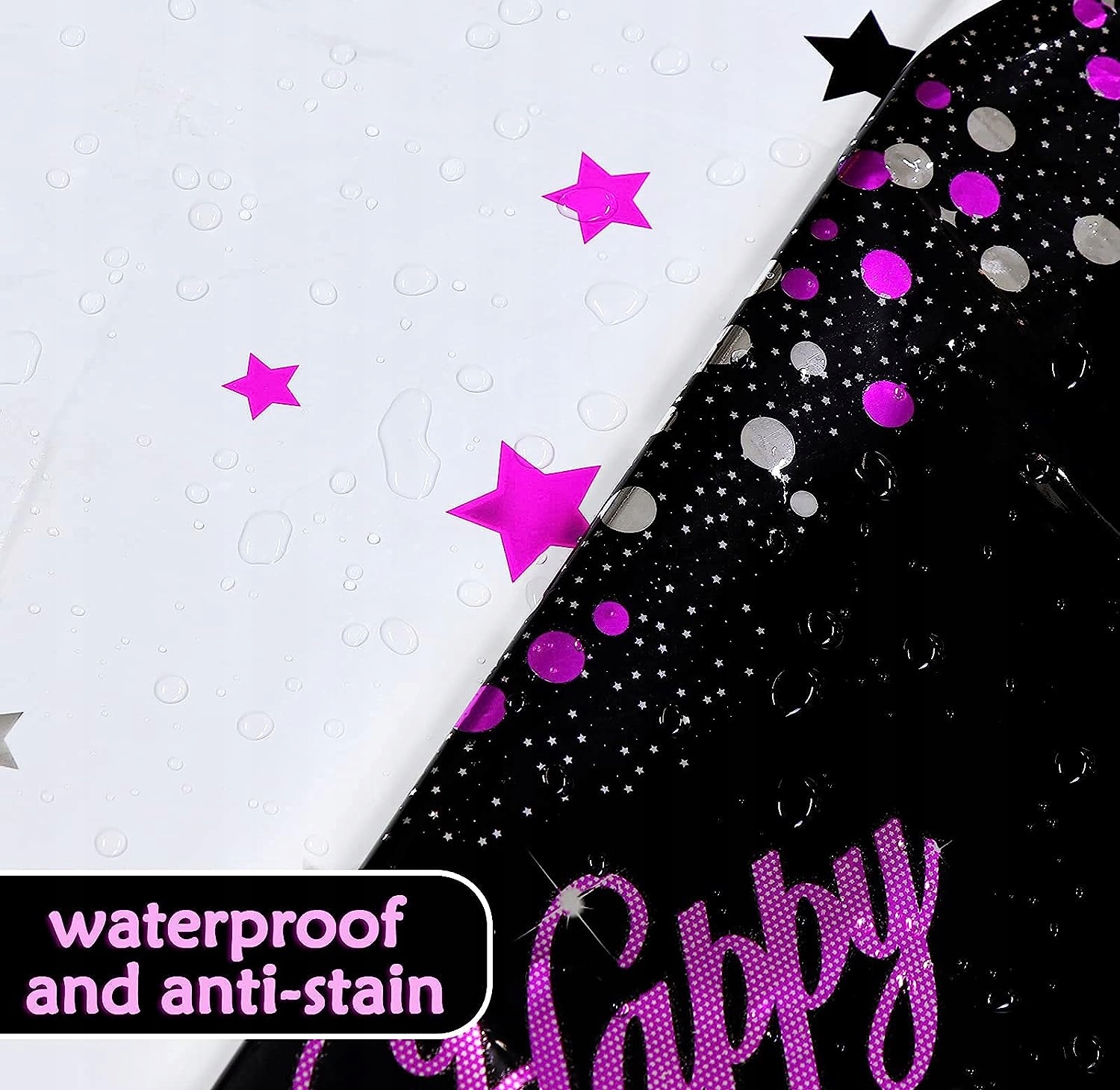 Duży Obrus na Urodziny Happy Birthday 137x183cm Motyw geometryczny