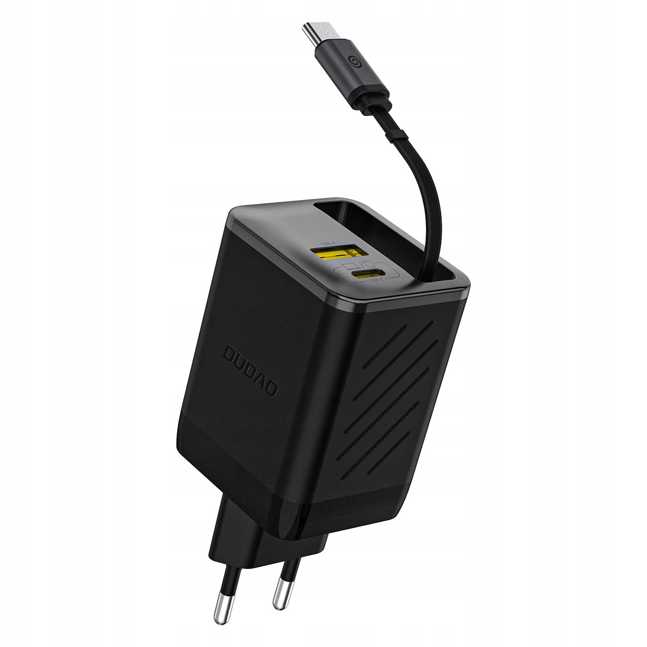 Síťová nabíječka Usb-a Usb-c GaN 67W s navíjecím kabelem Usb-c Pd Qc černá