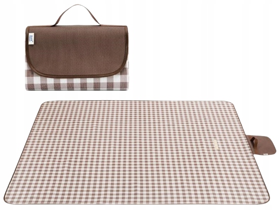 MATA PLAŻOWA KOC PIKNIKOWY PIASKO WODOODPORNY XXL Wzór krata