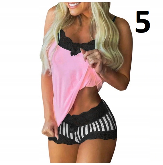 SEKSOWNA PIŻAMKA SATYNOWA KORONKA SPODENKI XL Materiał dominujący poliester