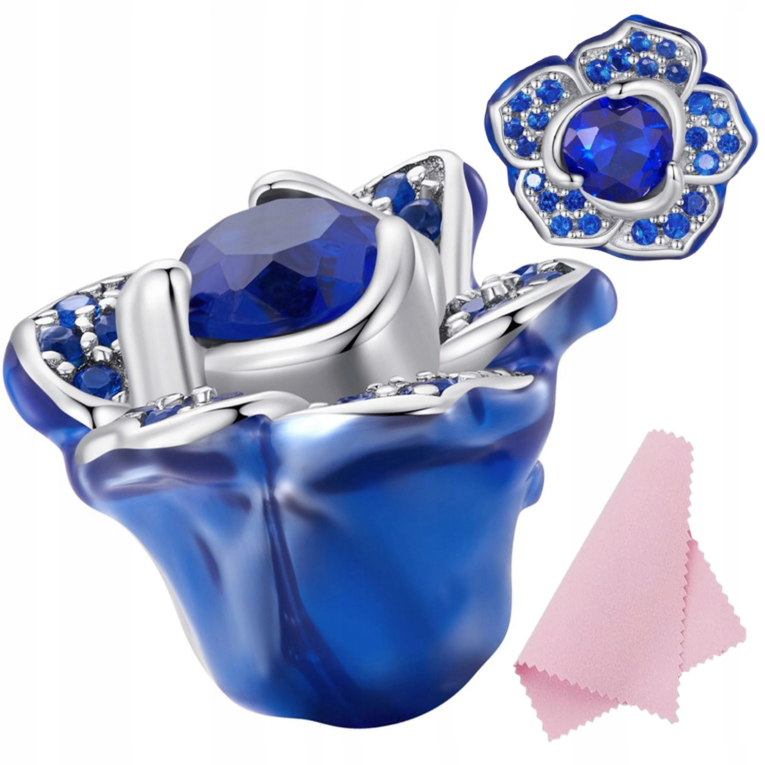 Stříbrný přívěsek Modrý Tulipán květina originální beads ryzost Stříbro s925