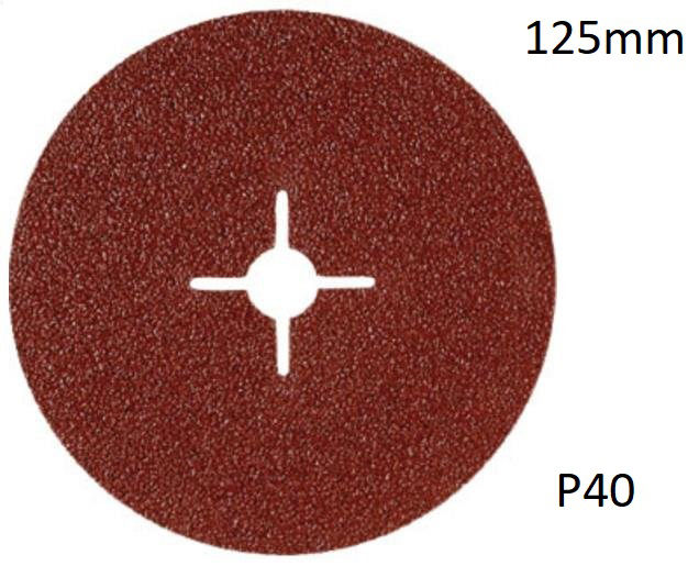 Papier Ścierny Krążek Fibrowy Dysk Tarcza Fibra 125mm P 40 x 25 szt.