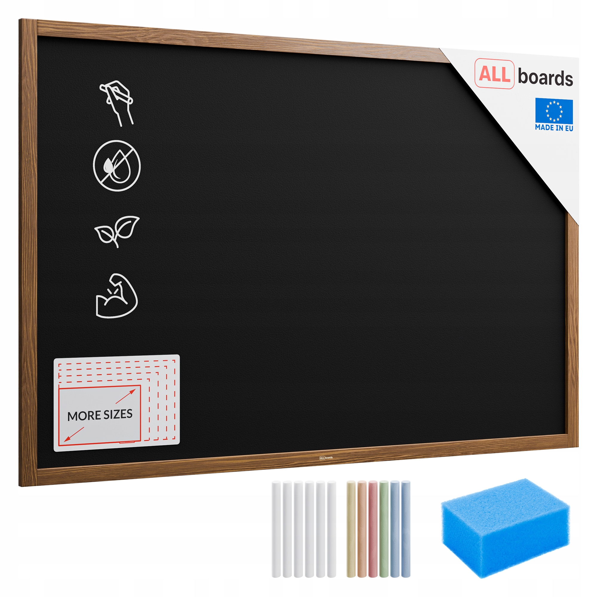 Tablica kredowa czarna 150x100cm drewniana rama kreda