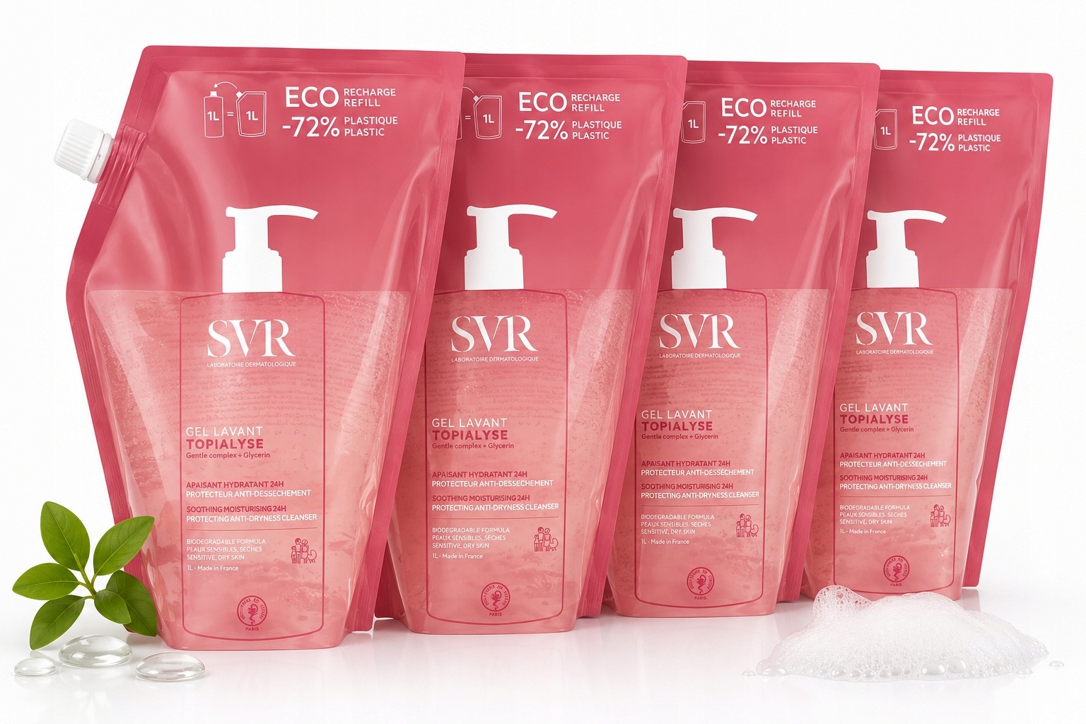 Svr Topialyse Gel Zestaw 4 × 1 L Żeli Do Mycia Ciała Wkład Uzupełniający