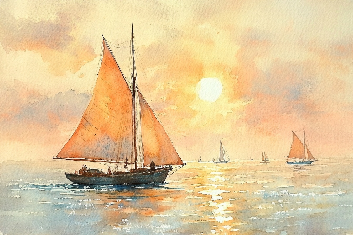 Fototapeta Flizelina Moře Oceán Loď Plachetnice Slunce Regaty 254x184 130g