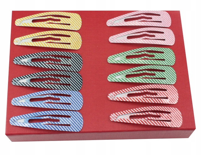 

Spinki Do Włosów Metalowe W Paski 7 cm - 12 Sztuk