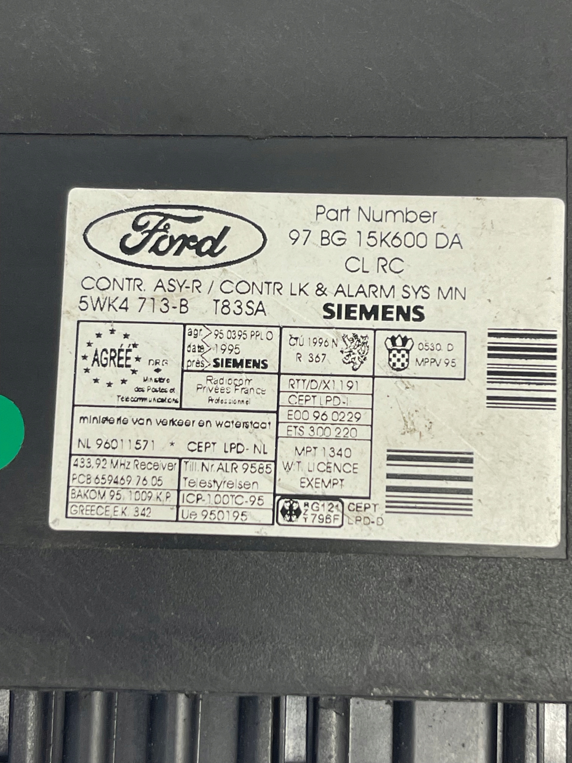 Unité commande confort Ford OE 97BG15K600DA
