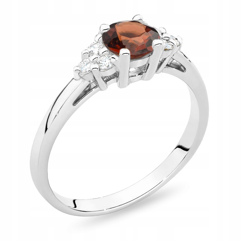 Zlatý Prstýnek s Granátem 0,60 ct a Brilianty
