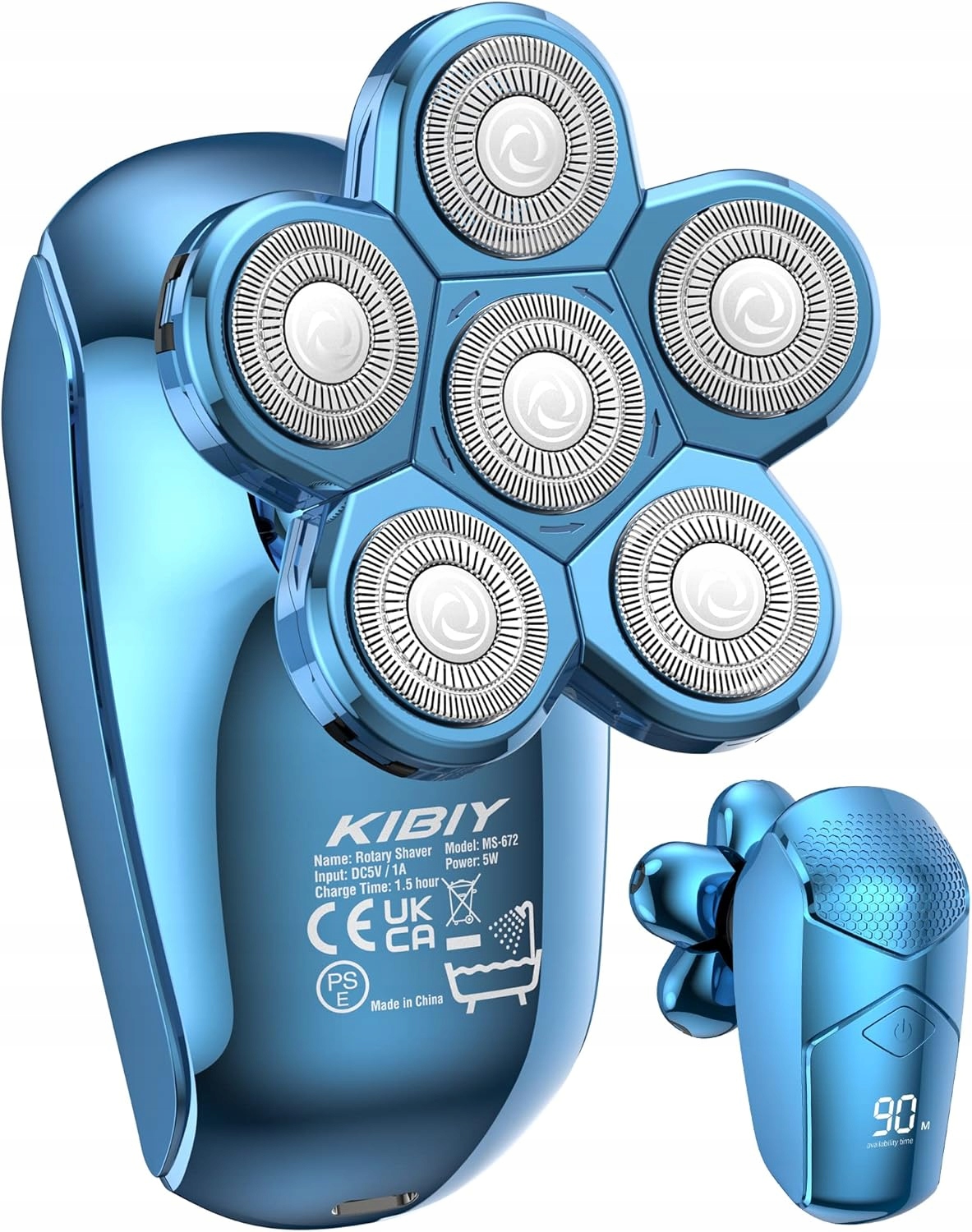 Elektrický holicí strojek 5v1 na plešatost s 6 Led hlavami a zastřihovačem vousů a vousů