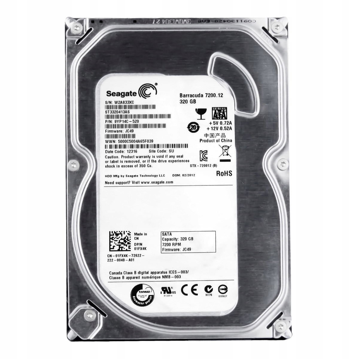 Dell 01FX4K 320GB 7.2K 16MB Sata II 3.5'' ST3320413AS
