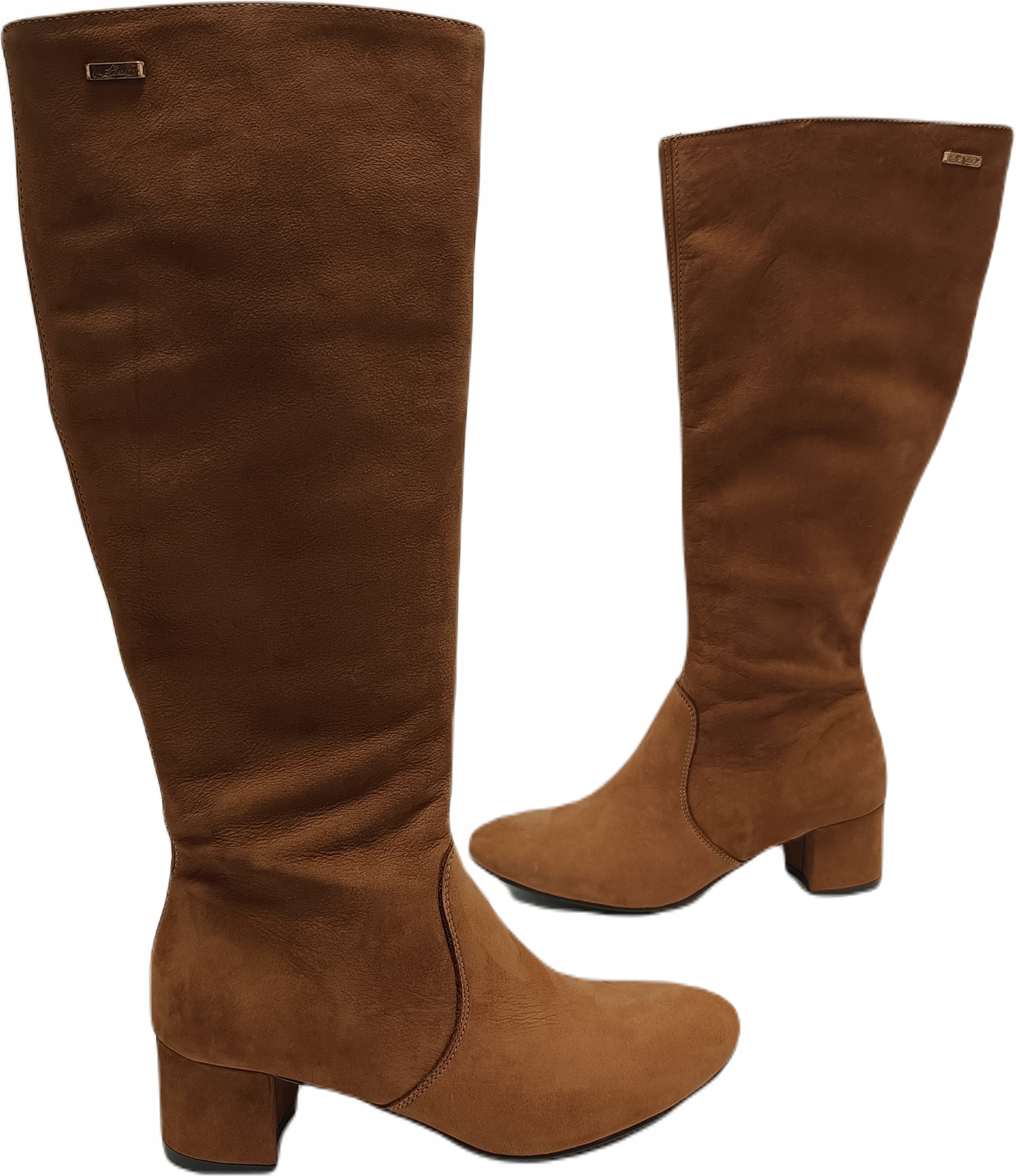 dlouhé kozačky z semišové kůže Lemar 70042 Hnědá R37