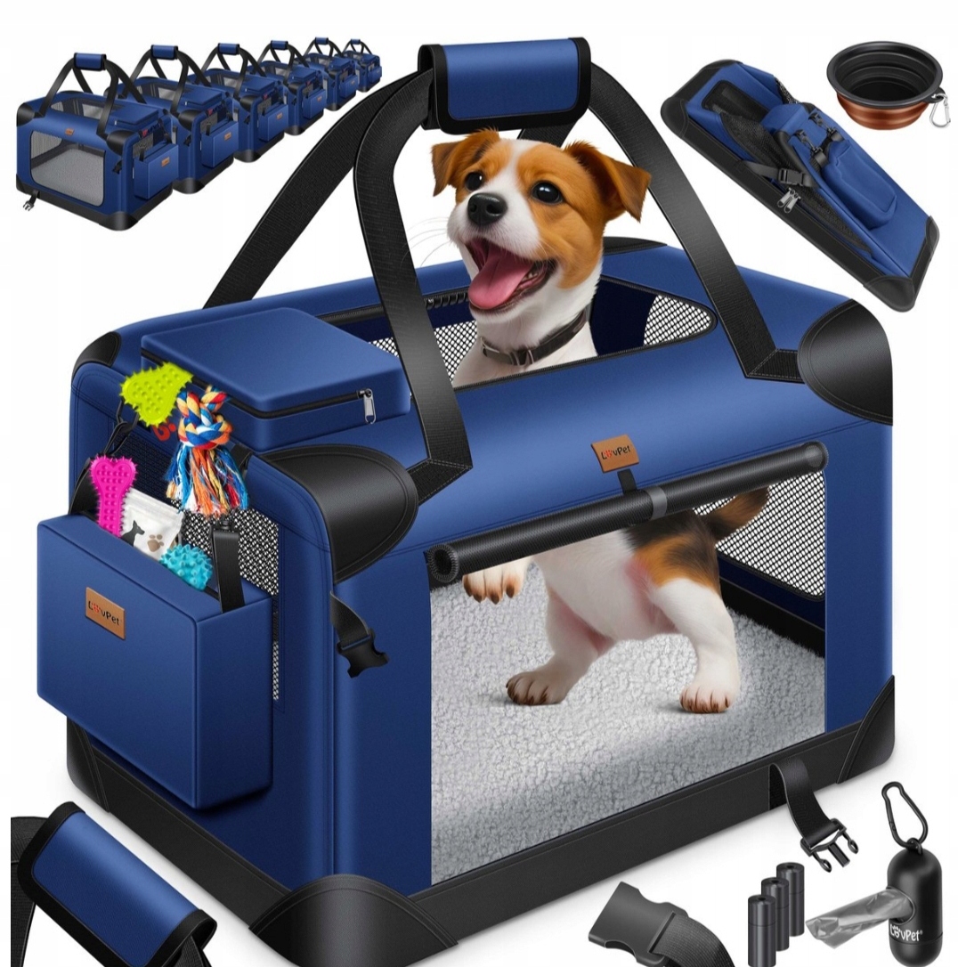 Levně Přepravka Pro Psa Kočku Skládací, S'+ Skládací Miska Sáčky Lovpet