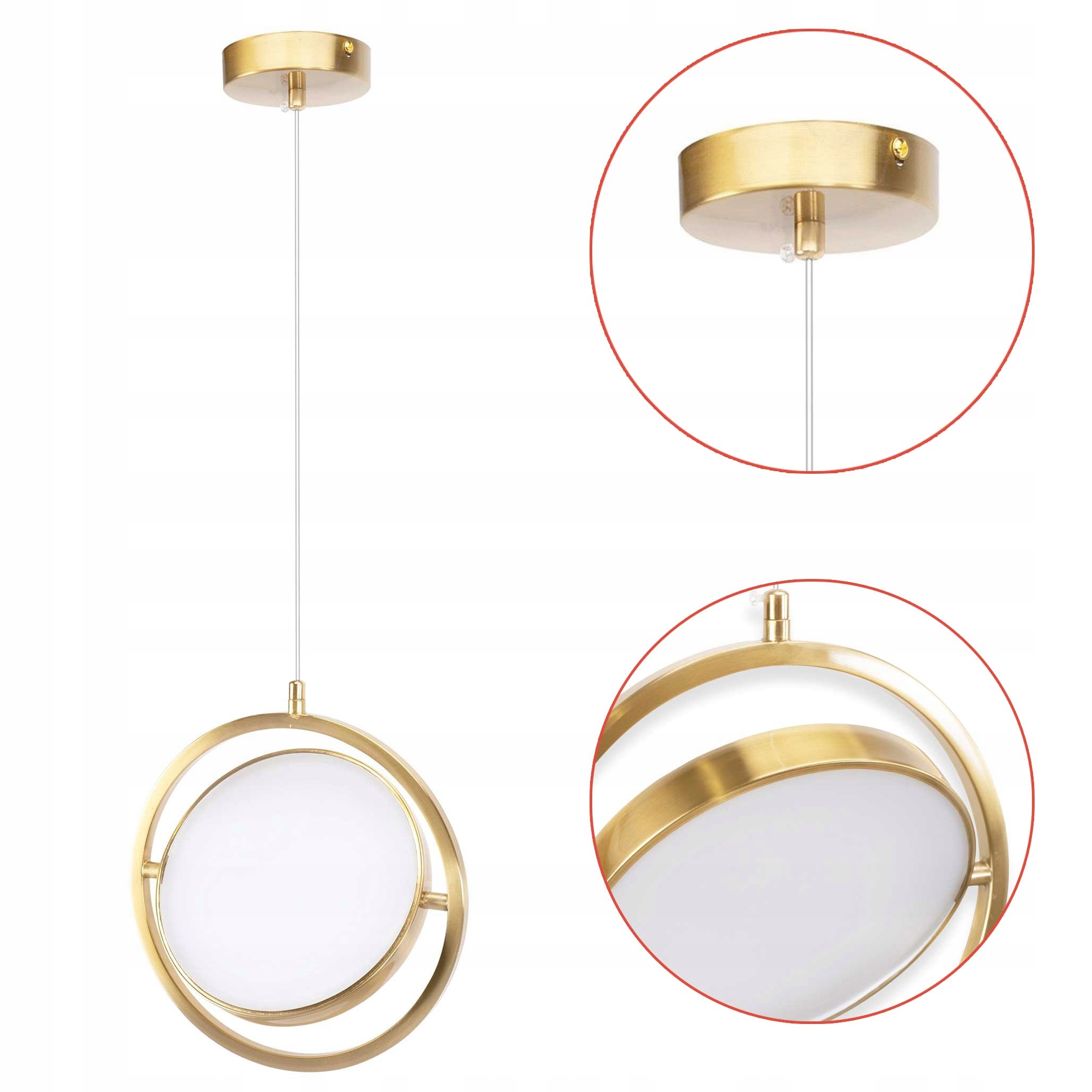 Závesná Led lampa Zlatá kartáčovaná s pohyblivým Led panelom Mliečna biela 5W