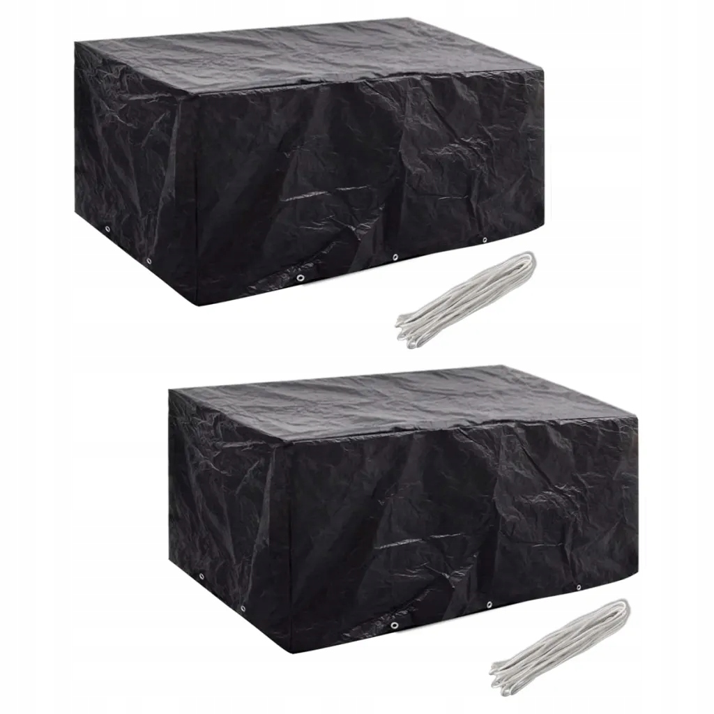 Obal na ratanový zahradní nábytek 240x140x90 cm, černý, 2 kusy