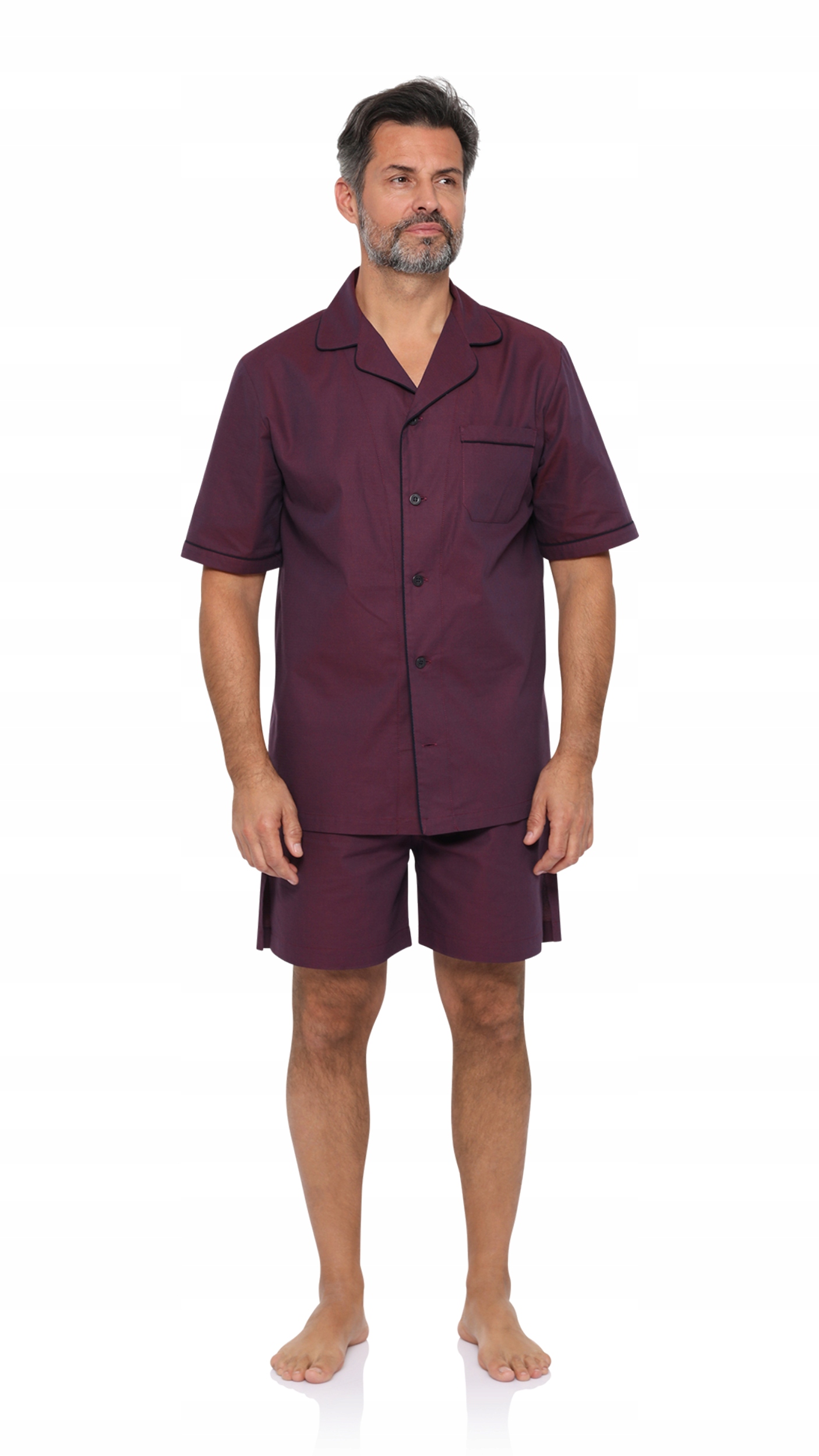 Klasické krátké pánské pyžamo RE-950 Bordo 1007 100% bavlna XXXL