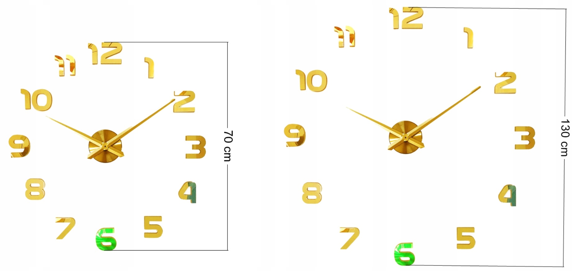 ZEGAR PRZYKLEJANY NOWOCZESNY ŚCIANĘ 3D LUSTRZANY Marka inna