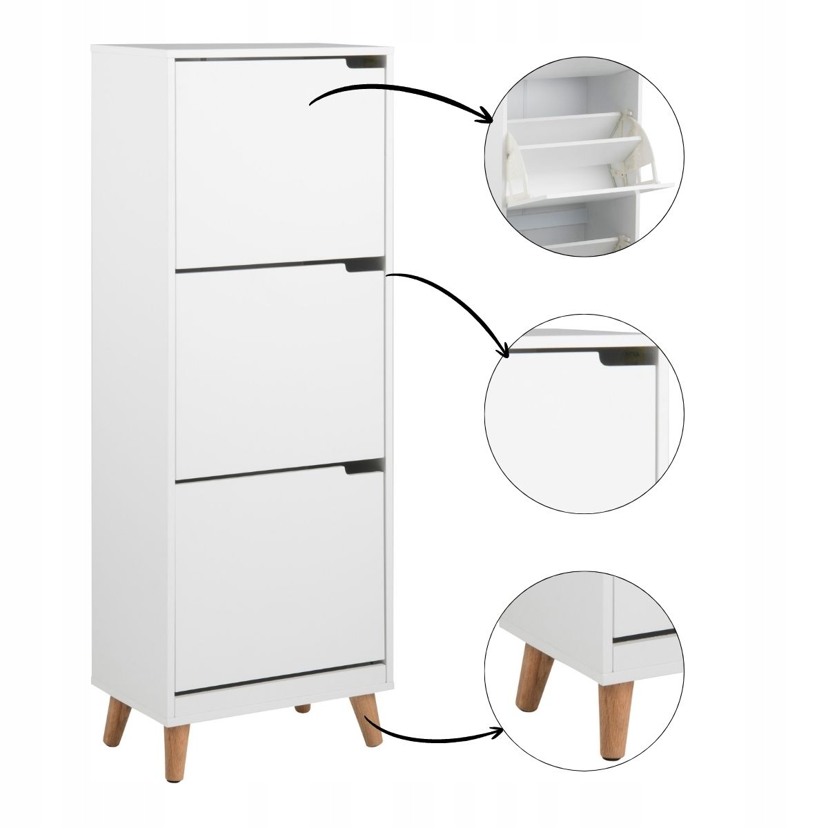 Skrinka Na Obuv s 3 výklopnými dvierkami, dvojité priehradky