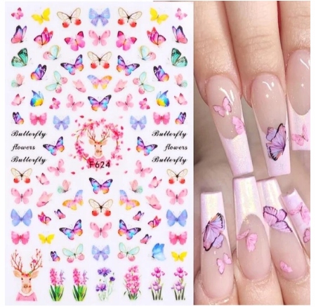F624 NAKLEJKI SAMOPRZYLEPNE NA PAZNOKCIE MOTYLKI Marka inna marka