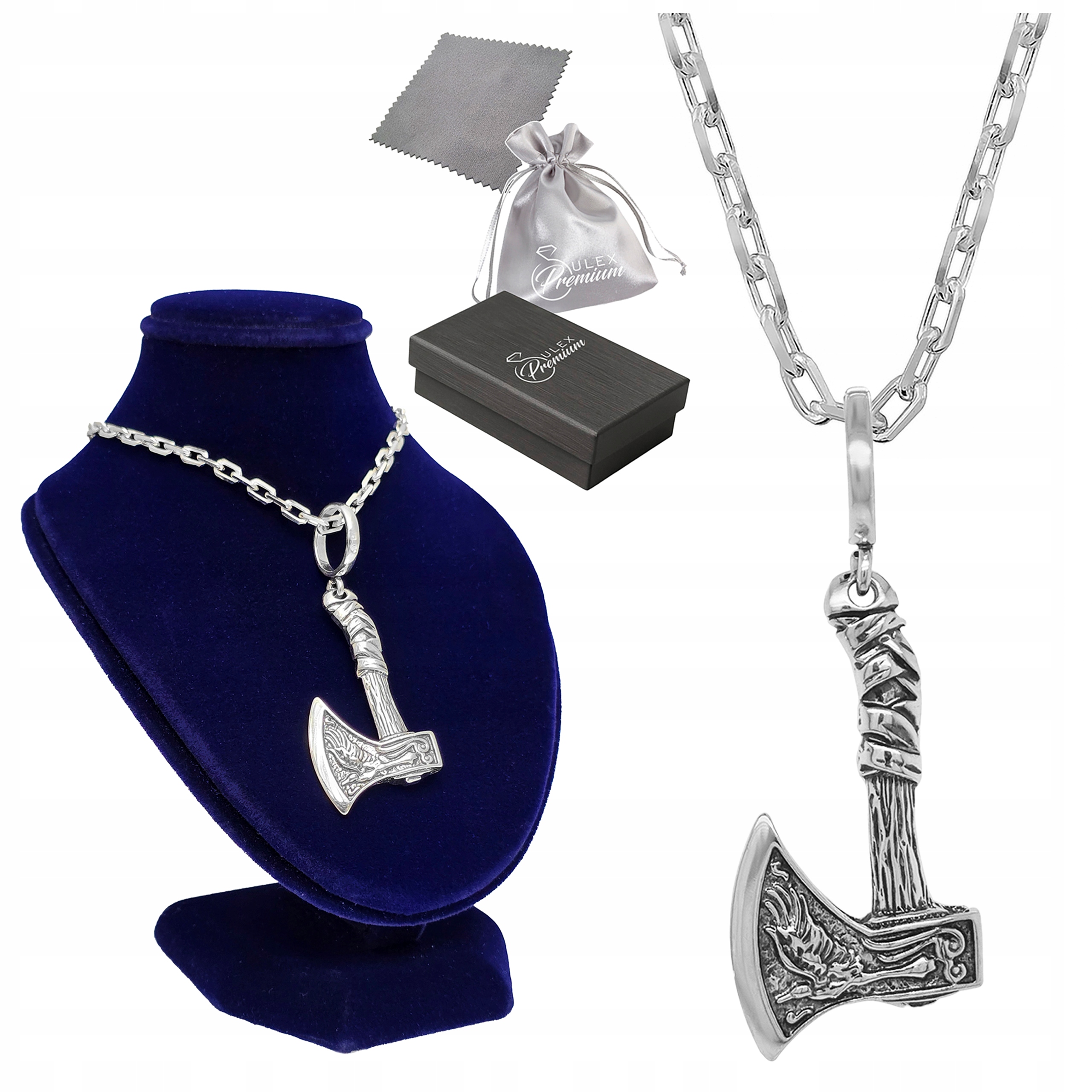 Stříbrný pánský náhrdelník Severská sekera Vikingů Stříbro ryzost 925 55 cm