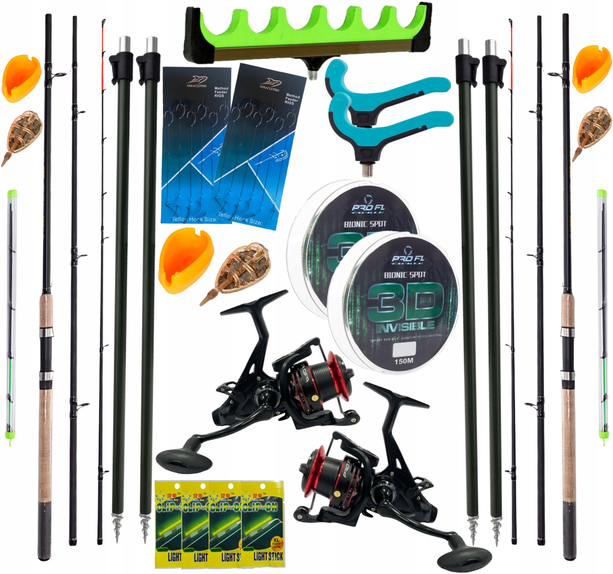 Zestaw Wędkarski 2X Wędka Feeder 2X Kołowrotek Black Shadow Akcesoria
