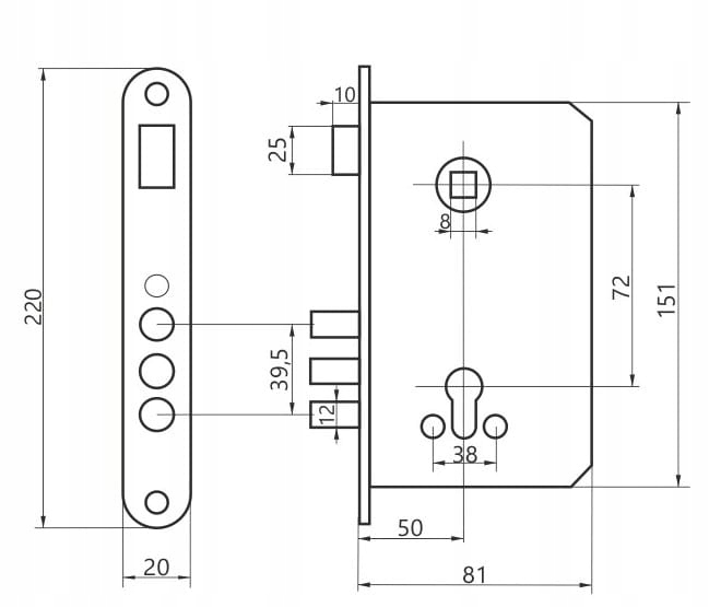 ZAMEK DRZWIOWY TRZPIENIOWY JANIA 72/50 WKŁAD Z229 Marka JANIA